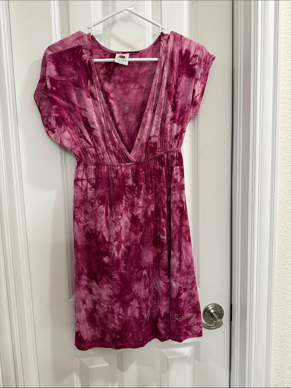 Tie-Dye V-Neck Women’s Dress - Pink